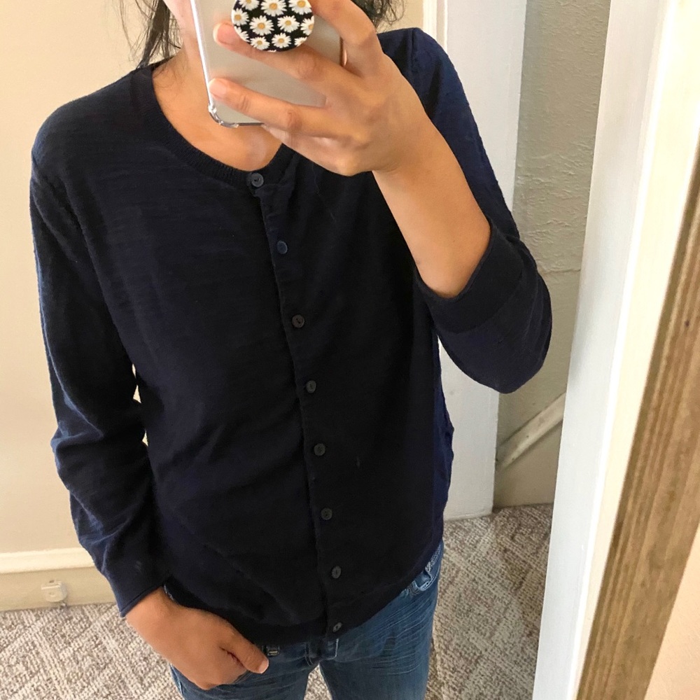 Loft 100% Cotton Crewneck Cardigan Sweater. Medium